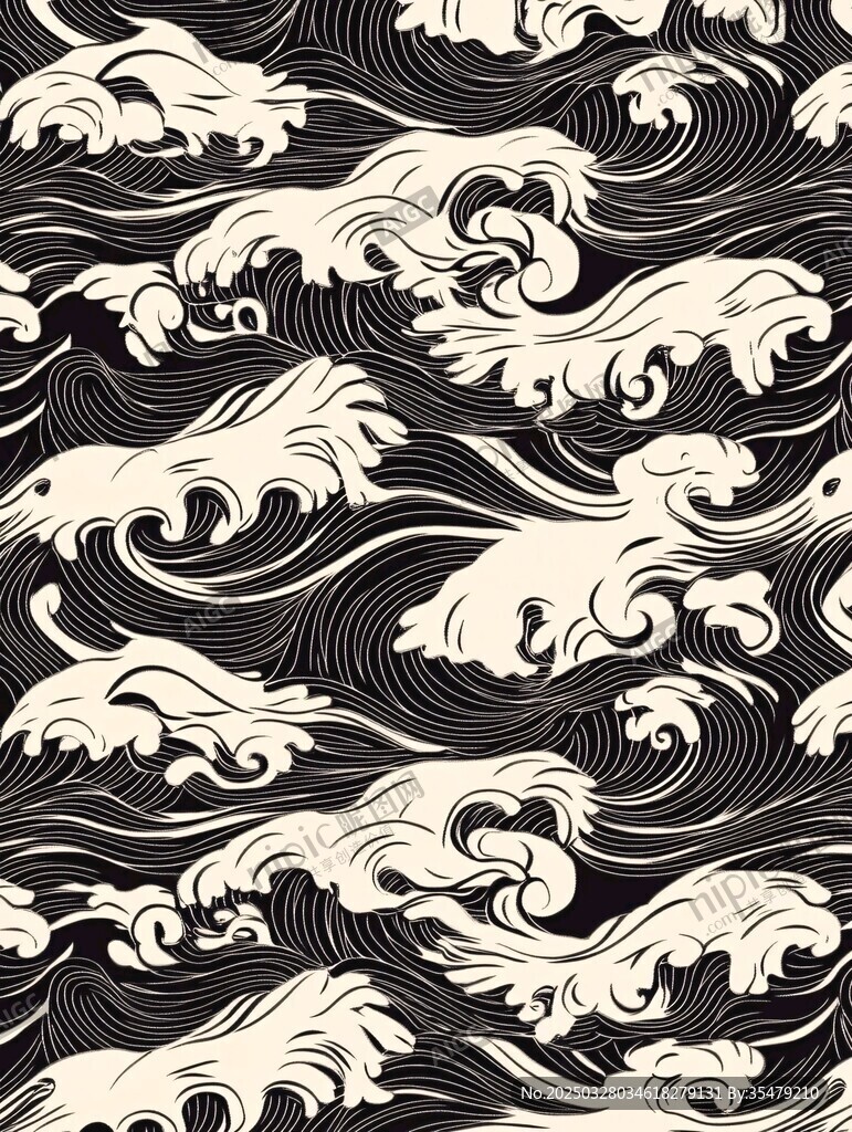 日式海浪圖案無縫紋理