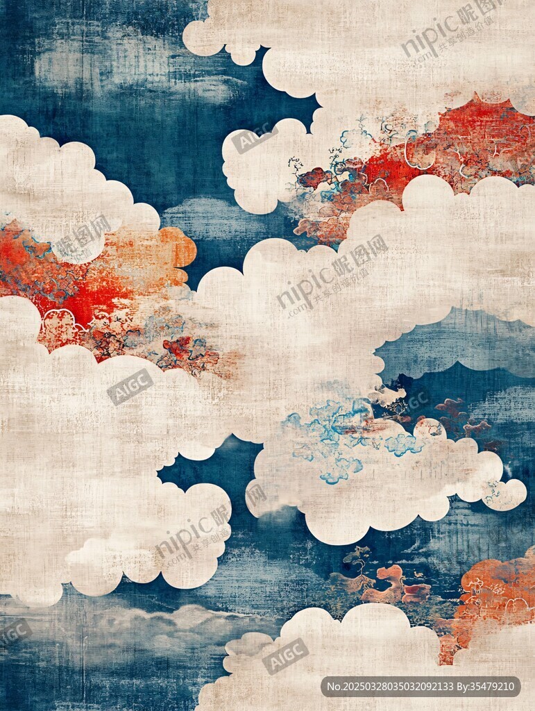 復古風格夢幻云朵背景圖