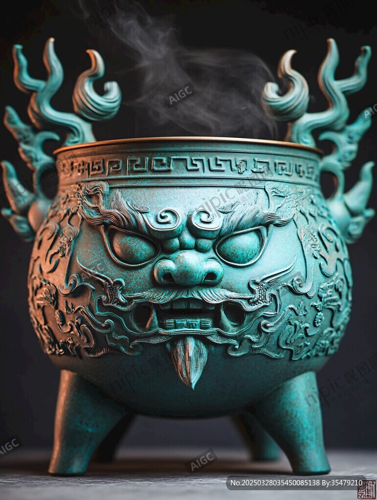 古風青銅獸面紋三足鼎