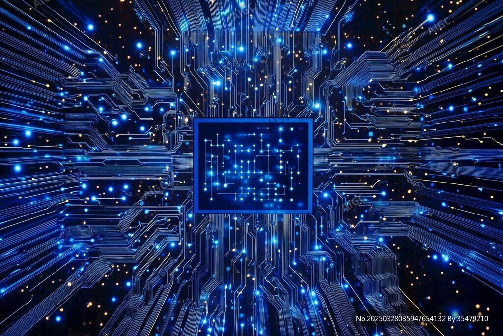 科技感十足的芯片電路畫面
