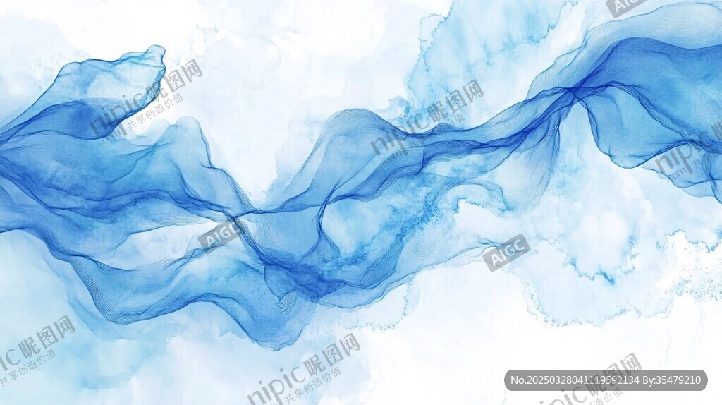 藍(lán)色飄逸水墨煙霧背景圖
