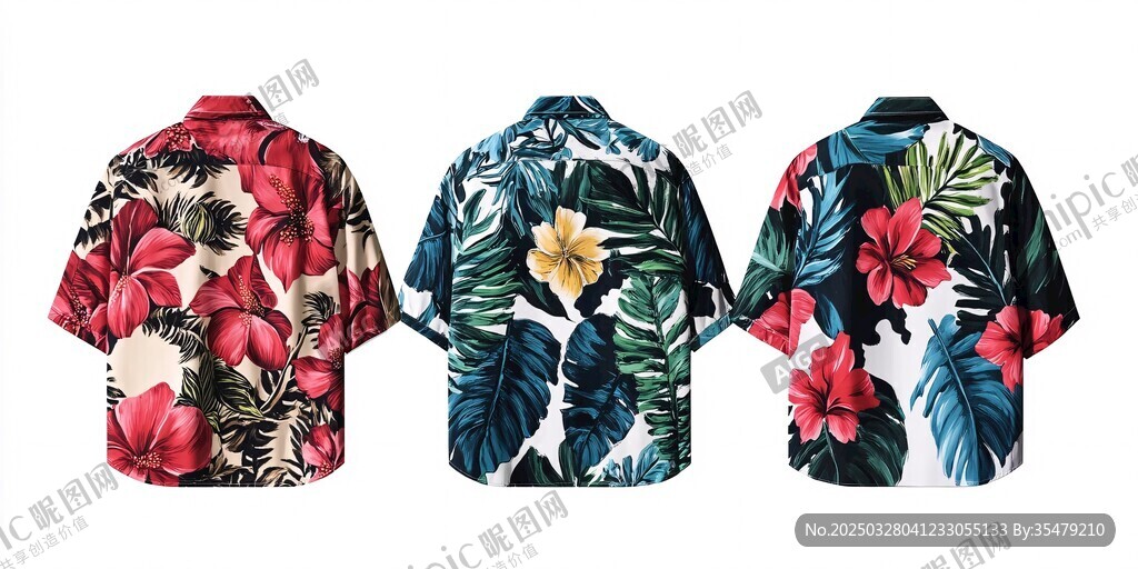 三款印花短袖襯衫展示