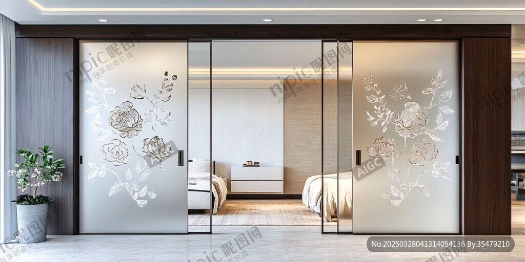 簡(jiǎn)約臥室玻璃移門設(shè)計(jì)