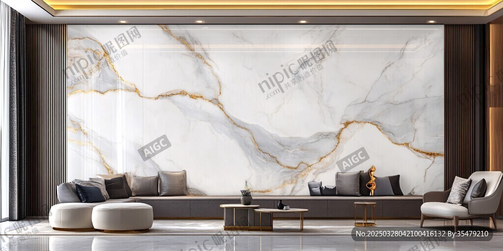 奢華大理石客廳裝飾場(chǎng)景