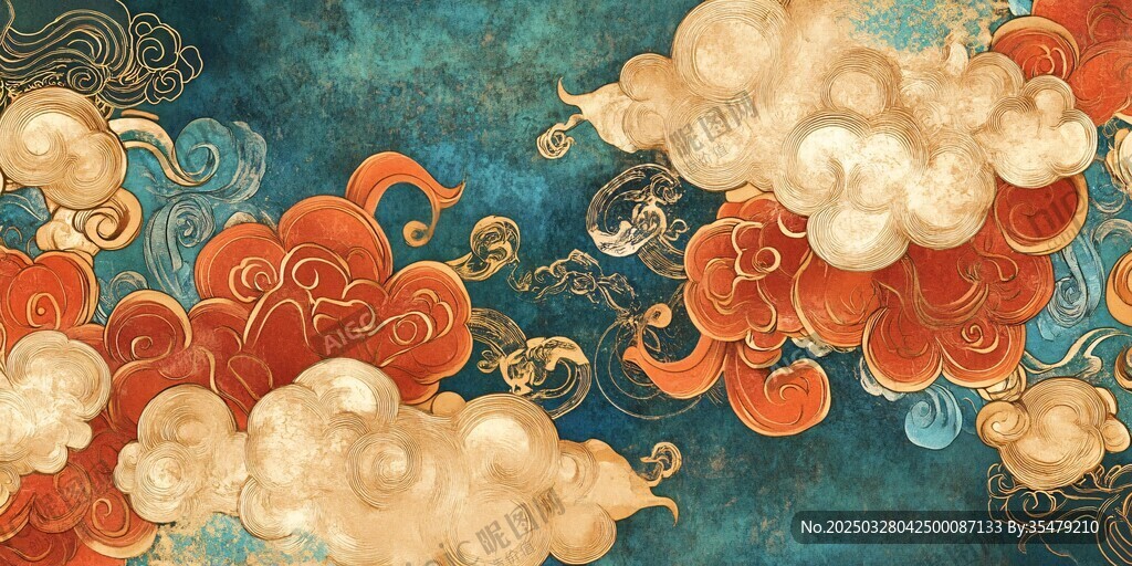 中式云紋錦簇古風(fēng)背景圖