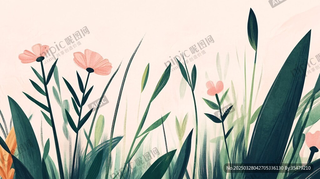 春日花草清新插畫
