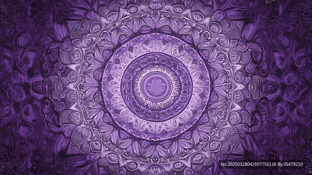 紫色曼陀羅花紋夢幻圖案