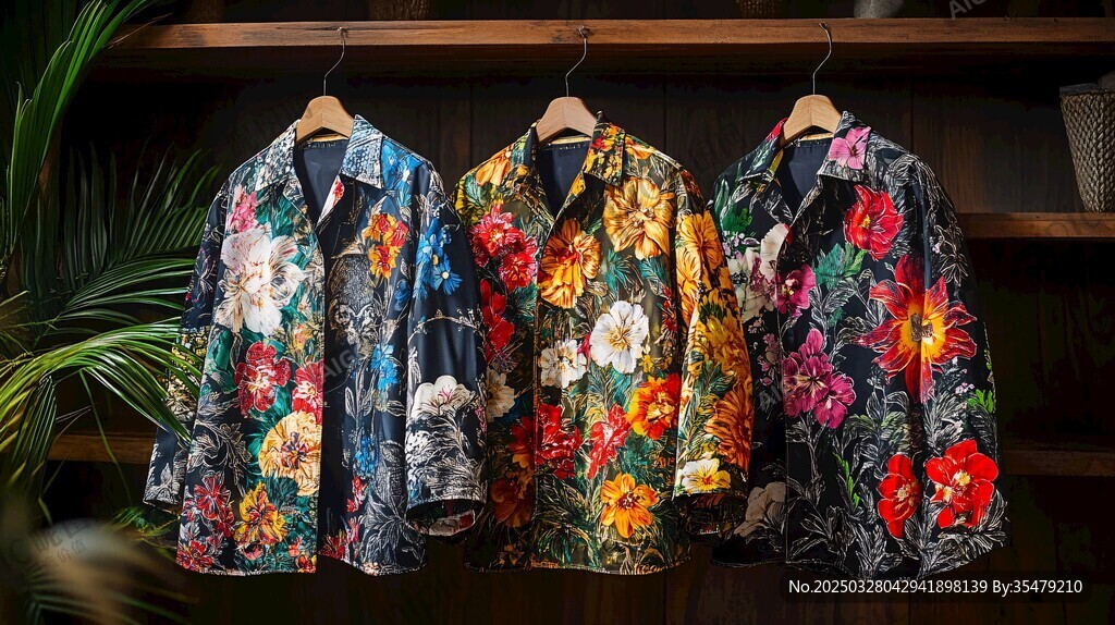 多彩花卉印花時尚襯衫展示