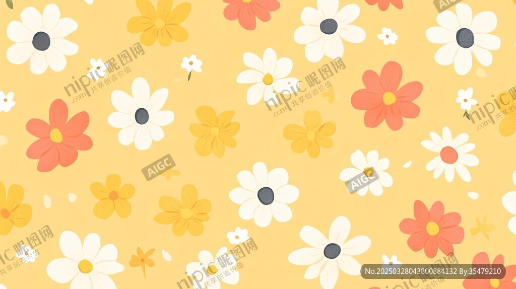 可愛(ài)小花無(wú)縫圖案背景