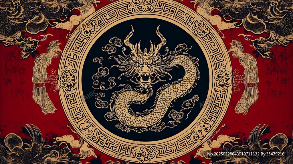 中式龍紋傳統華麗裝飾圖