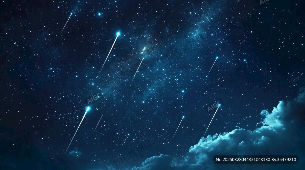 夢幻星空下的流星飛舞