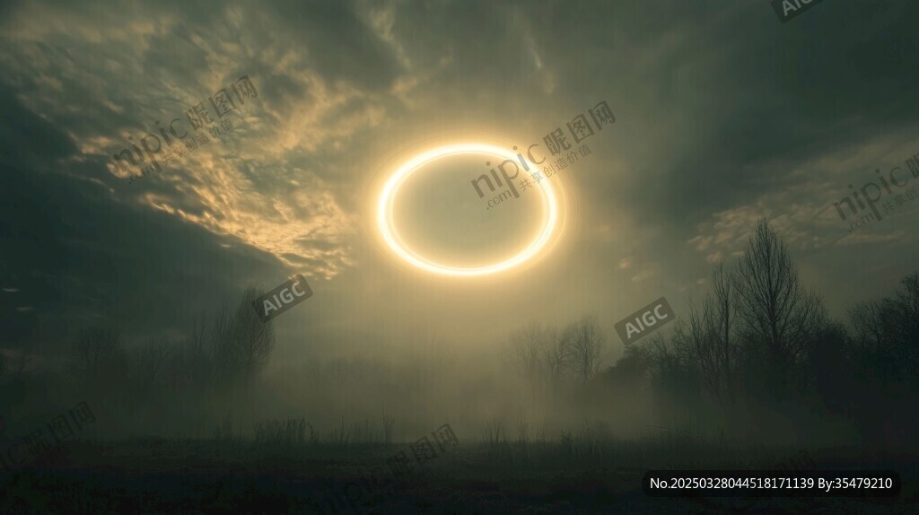 神秘日暈現(xiàn)于朦朧天地間