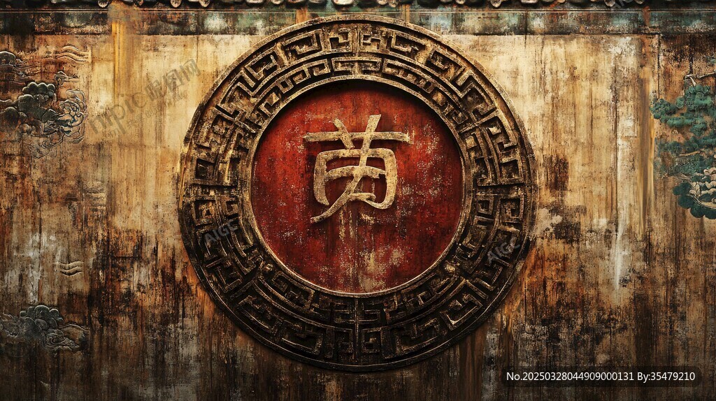 中式古墻中的 蔭 字牌匾