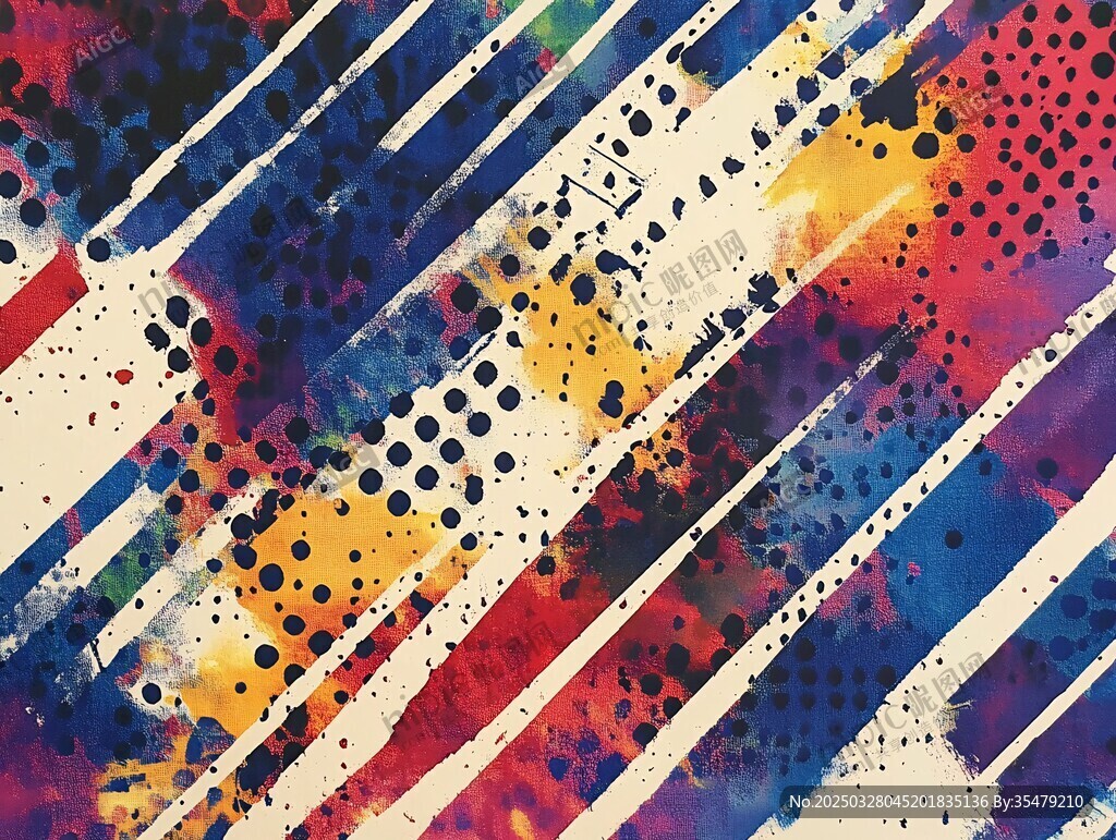 抽象多彩條紋潑墨藝術圖案