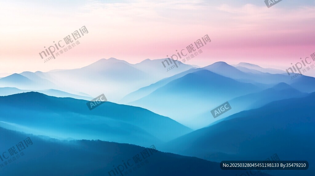 夢幻山巒 天際絢麗霞光