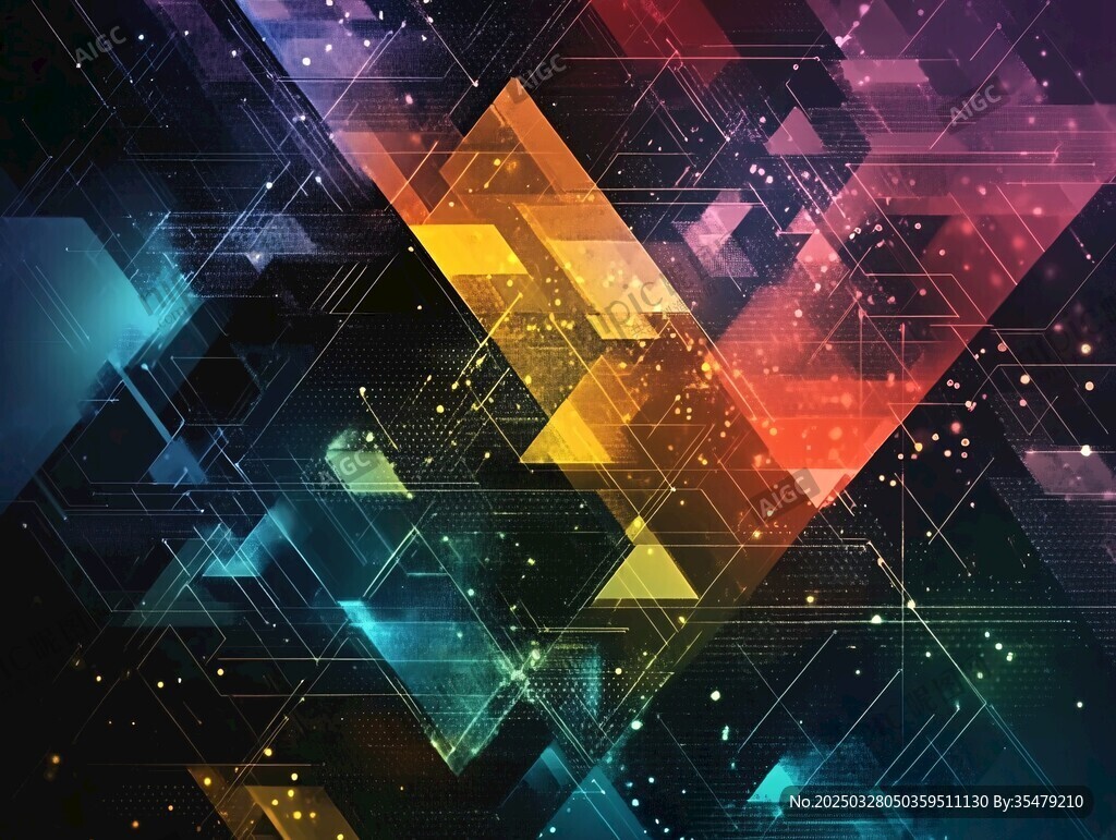 炫彩幾何抽象科技背景圖