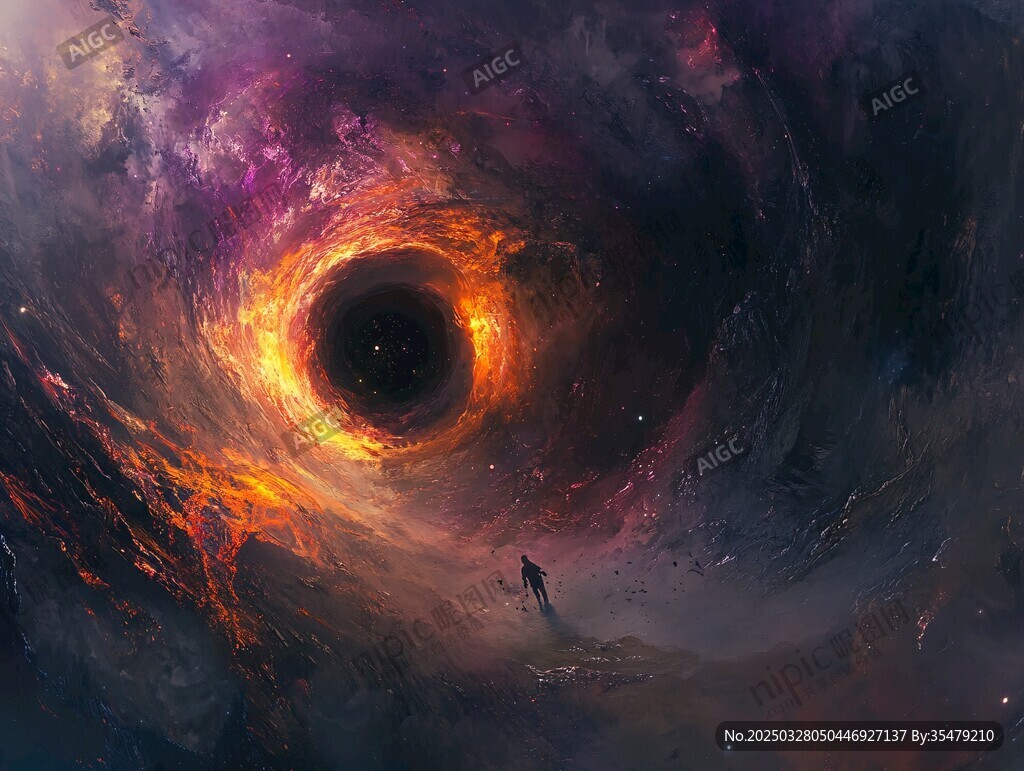 探秘神秘黑洞前的孤獨身影