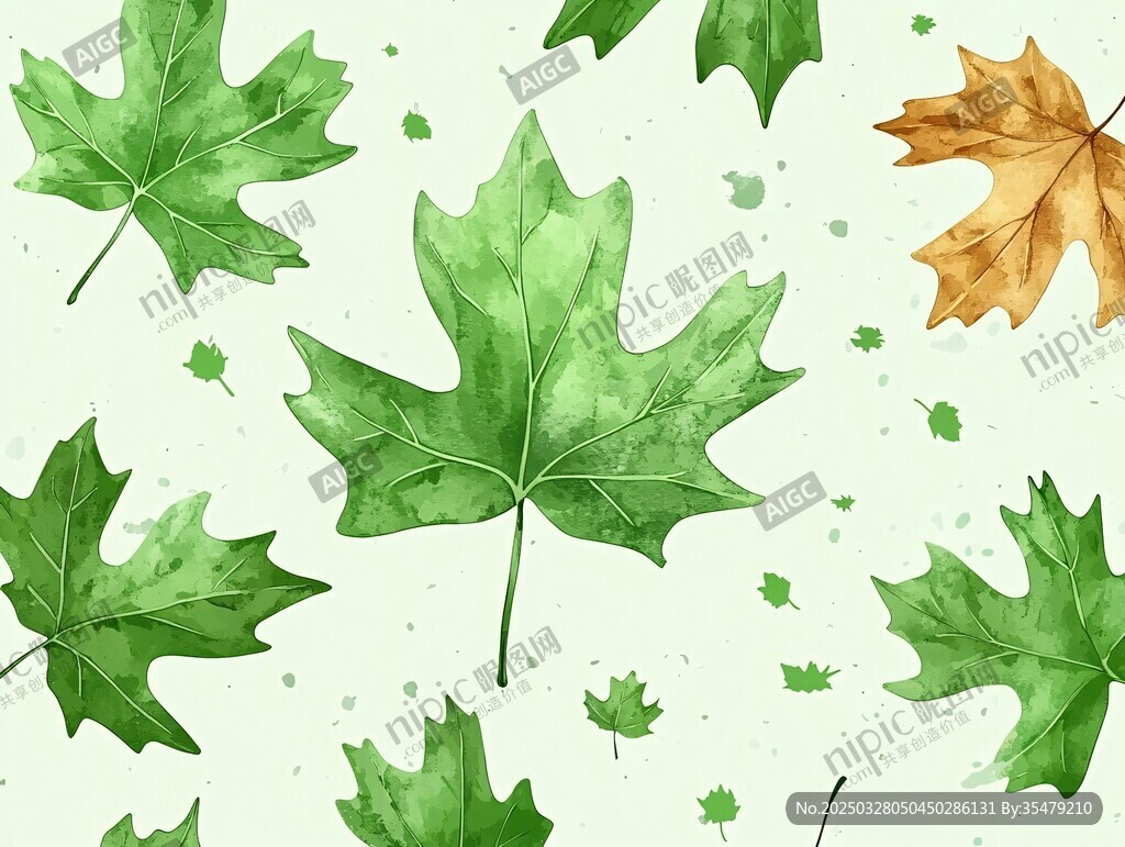 水彩楓葉圖案背景紋理