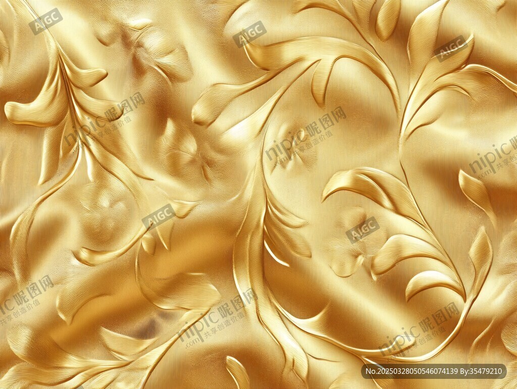 金色浮雕花紋奢華背景圖