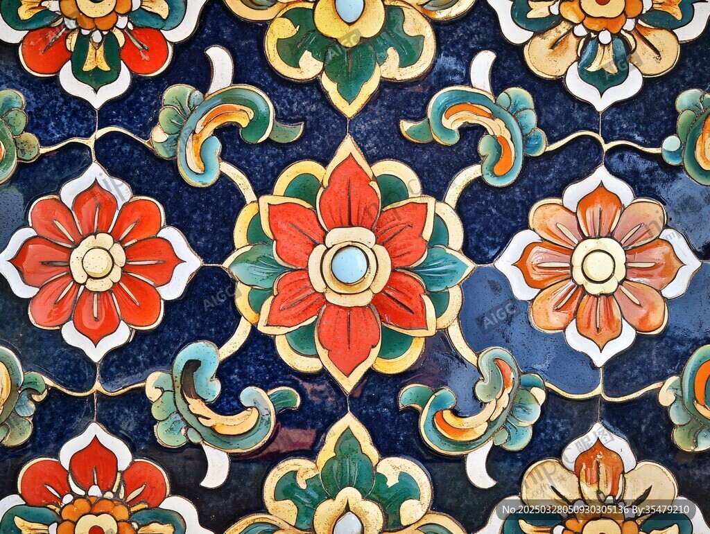 中式傳統(tǒng)花卉圖案裝飾