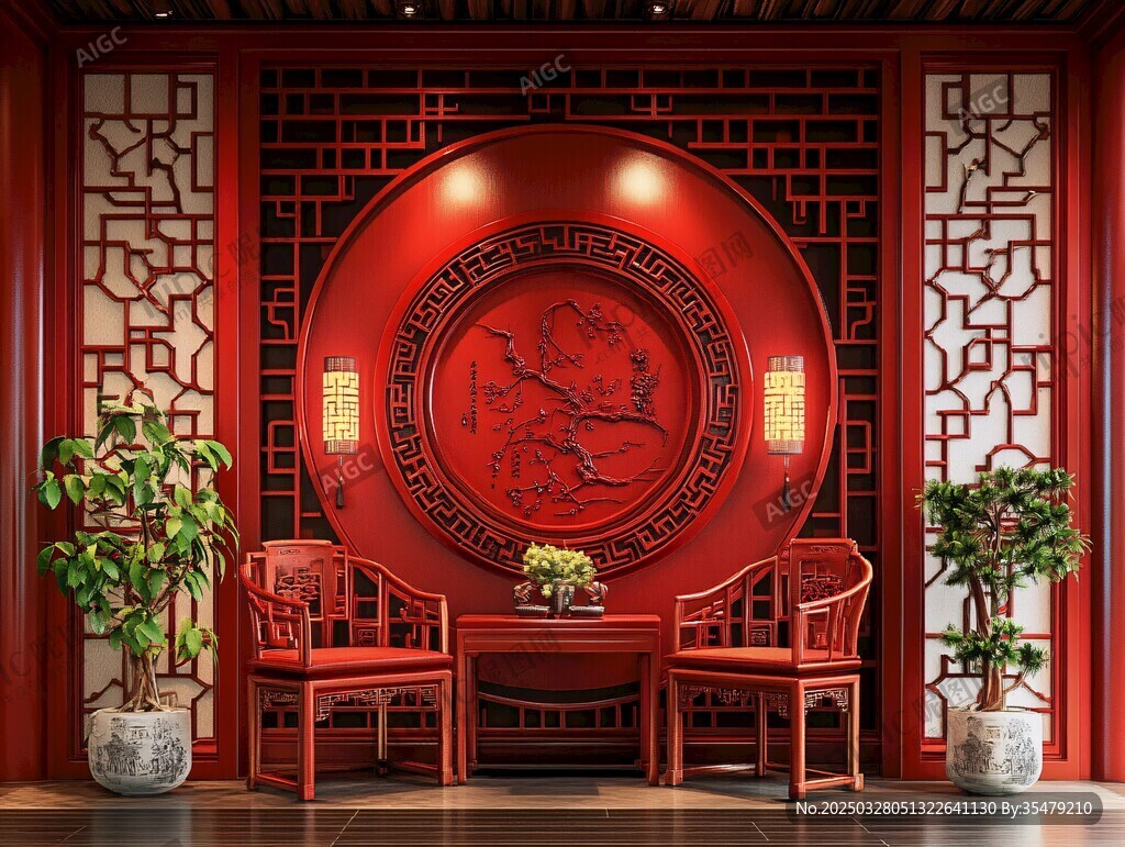中式典雅客廳裝飾場景