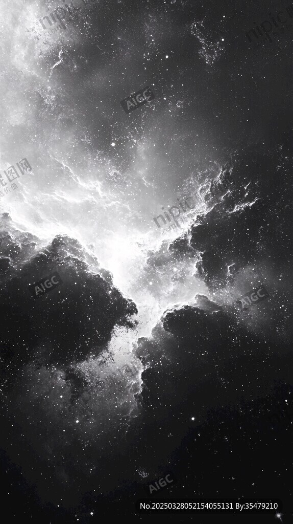 黑白夢幻星云宇宙景象