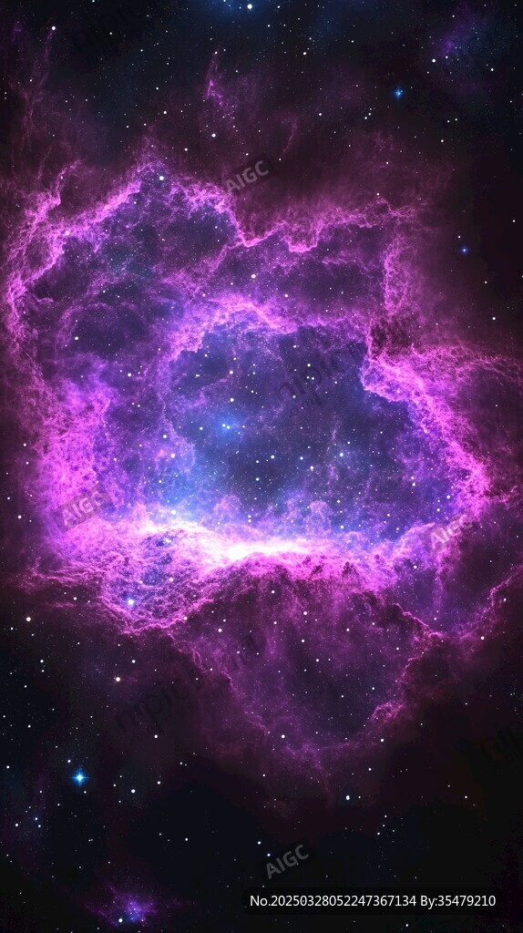 夢幻紫藍色星云宇宙奇觀