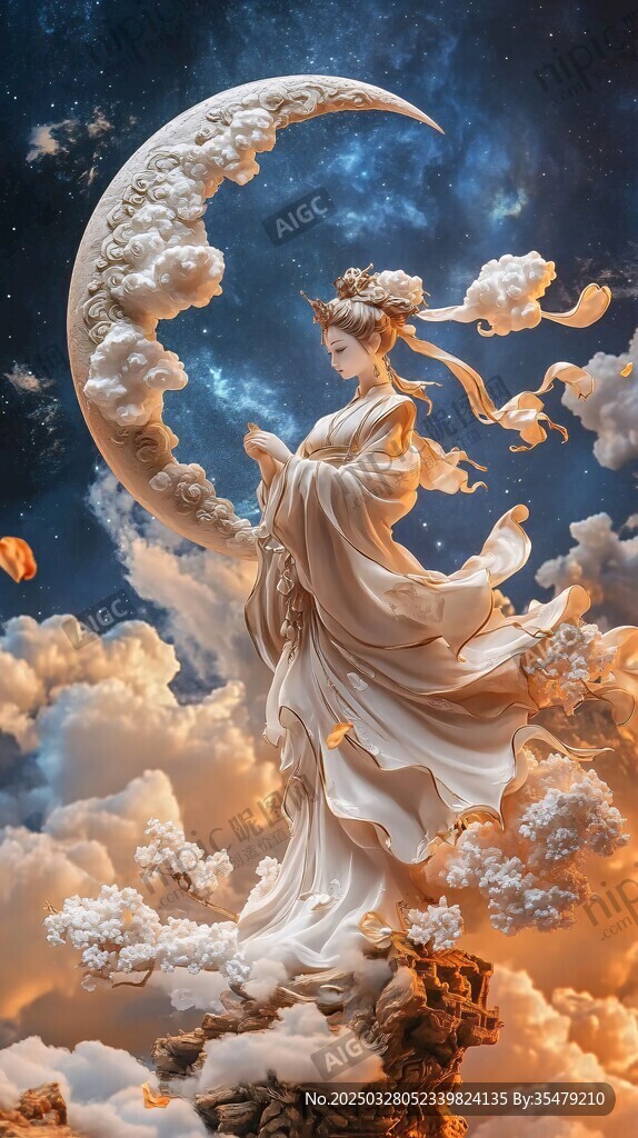 嫦娥奔月夢幻唯美雕塑