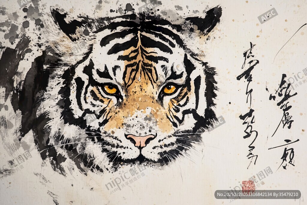 水墨虎圖 盡顯王者霸氣