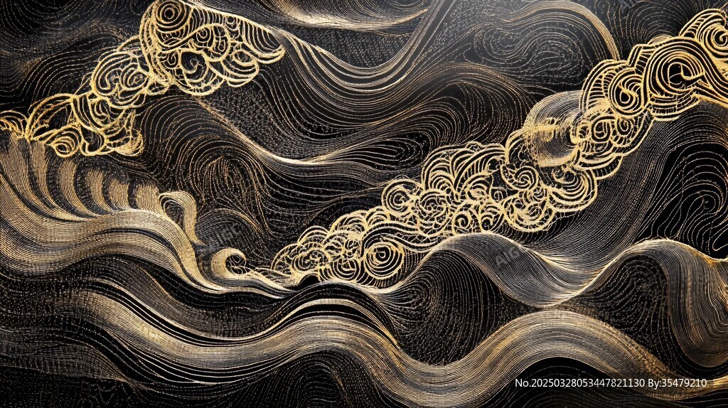 黑金海浪藝術(shù)紋理圖案