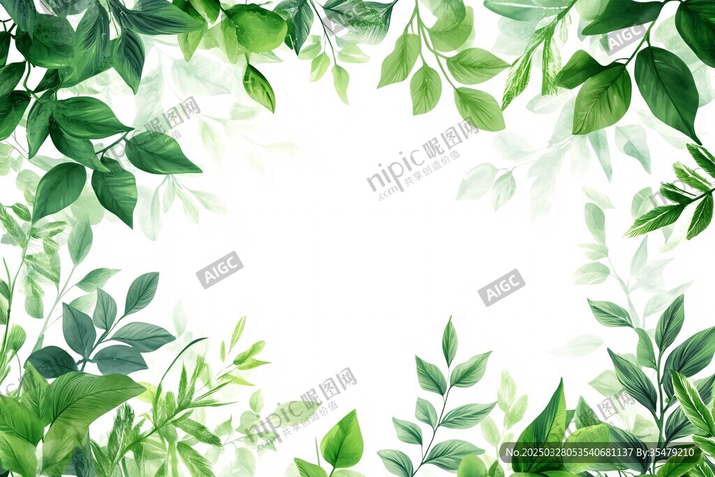 綠葉環(huán)繞的清新自然邊框
