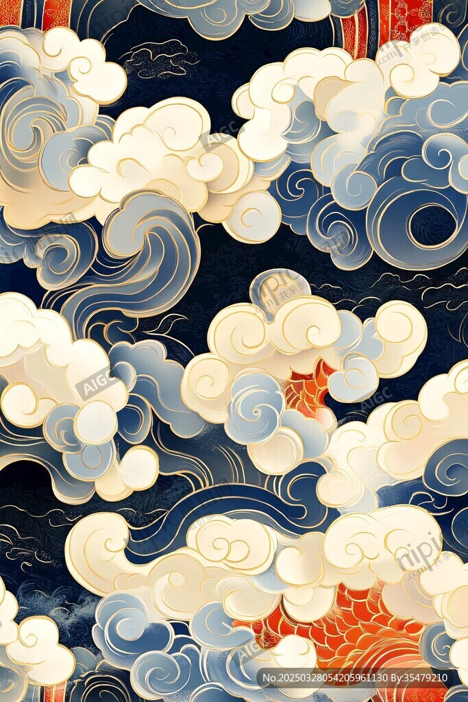 中式云浪祥瑞圖案設(shè)計(jì)