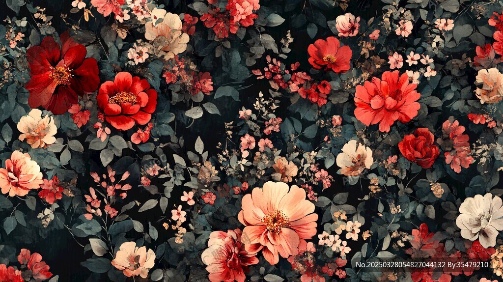 復(fù)古繁花背景圖案