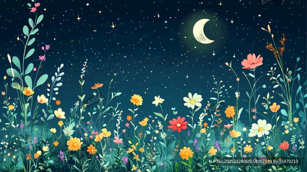 月夜繁花圖