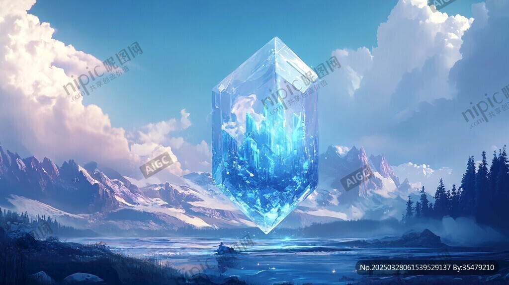 懸浮冰晶之奇幻山水景