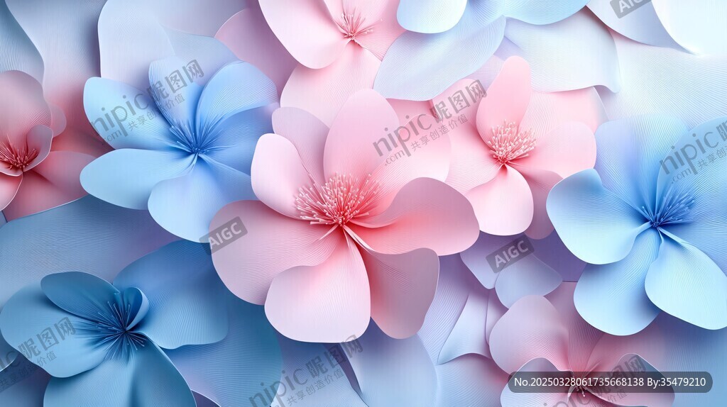 夢幻紙藝花朵背景