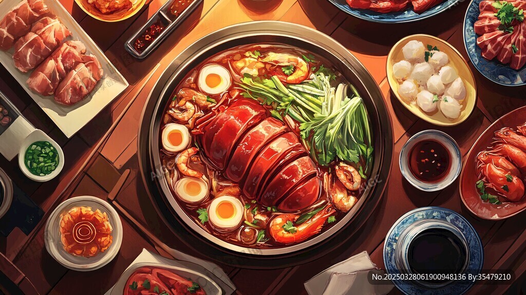 豐盛火鍋大餐美食盛宴