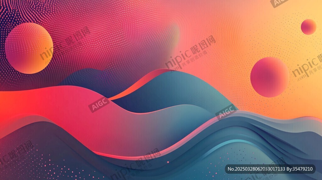 夢幻漸變流體星球景觀