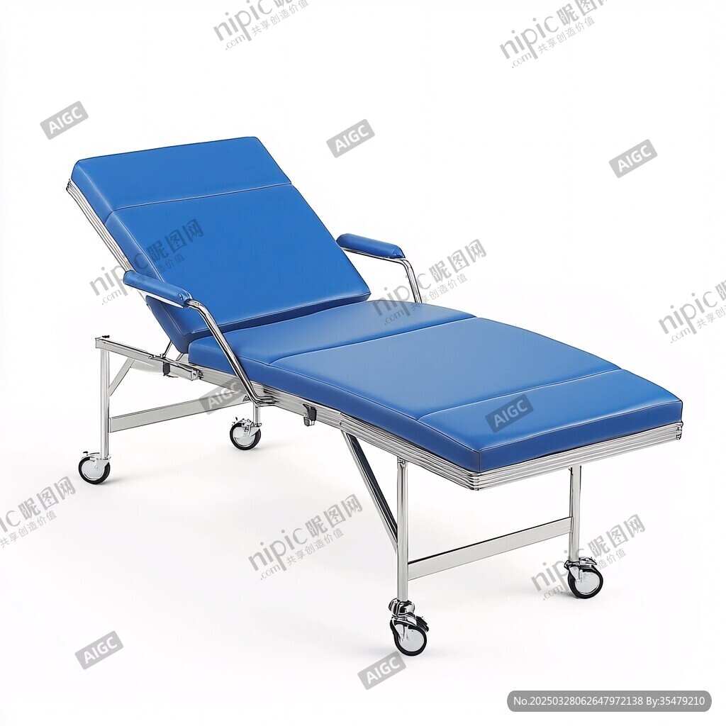 藍(lán)色醫(yī)用檢查床帶輪款式
