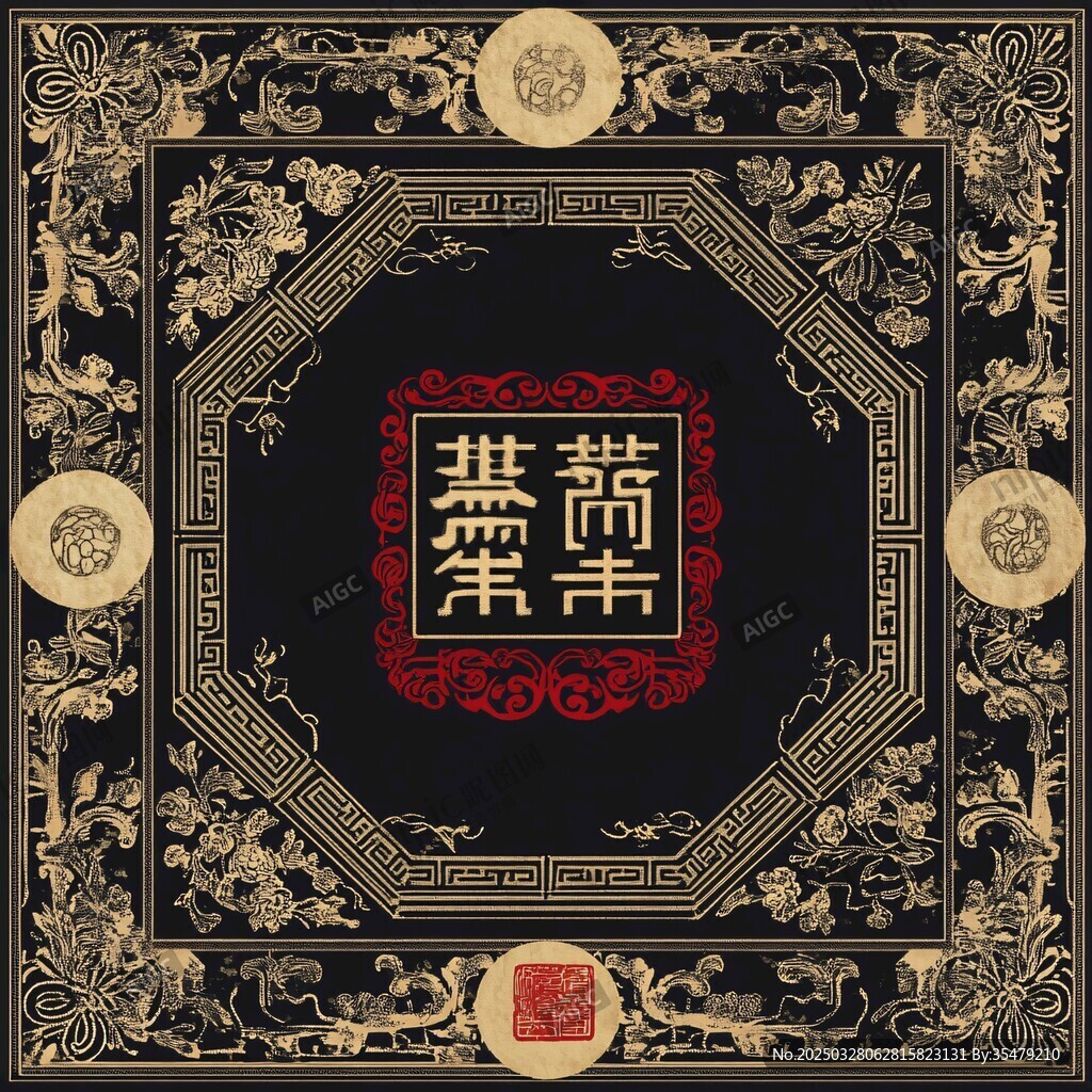 中式傳統福壽圖案紋飾