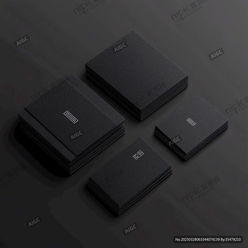 黑色名片堆疊展示