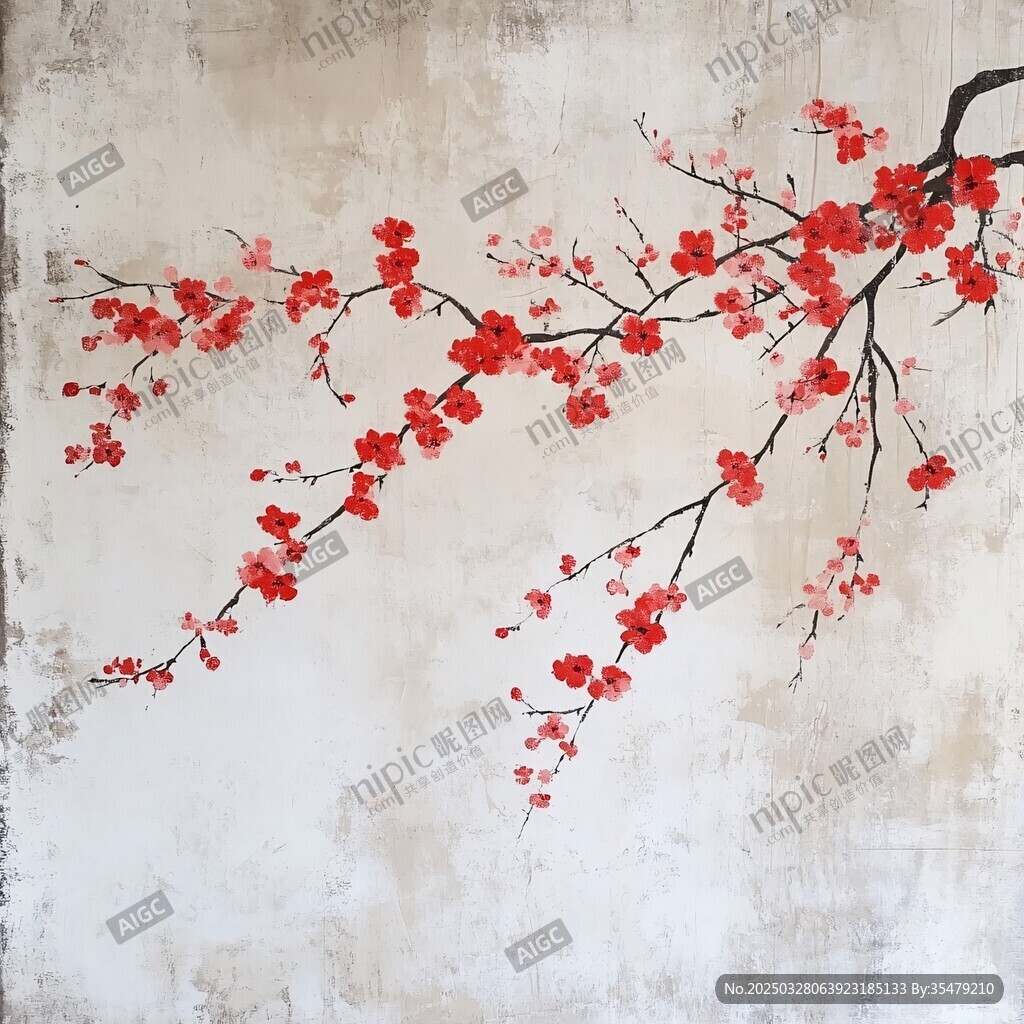 紅梅傲雪圖
