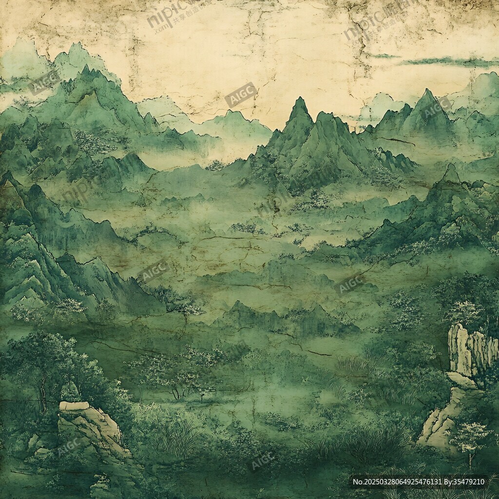 水墨青山遠景圖