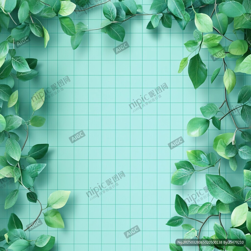 綠葉網(wǎng)格背景圖