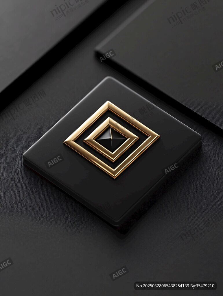 黑金幾何方形金屬裝飾物件