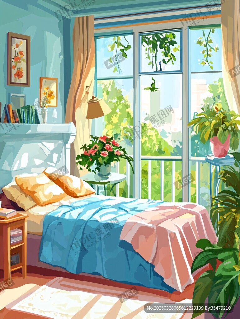 溫馨臥室 陽光綠植伴美夢