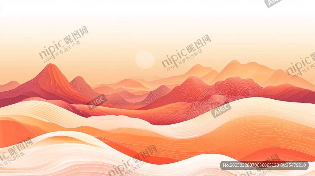 日落沙漠山丘壯麗景觀
