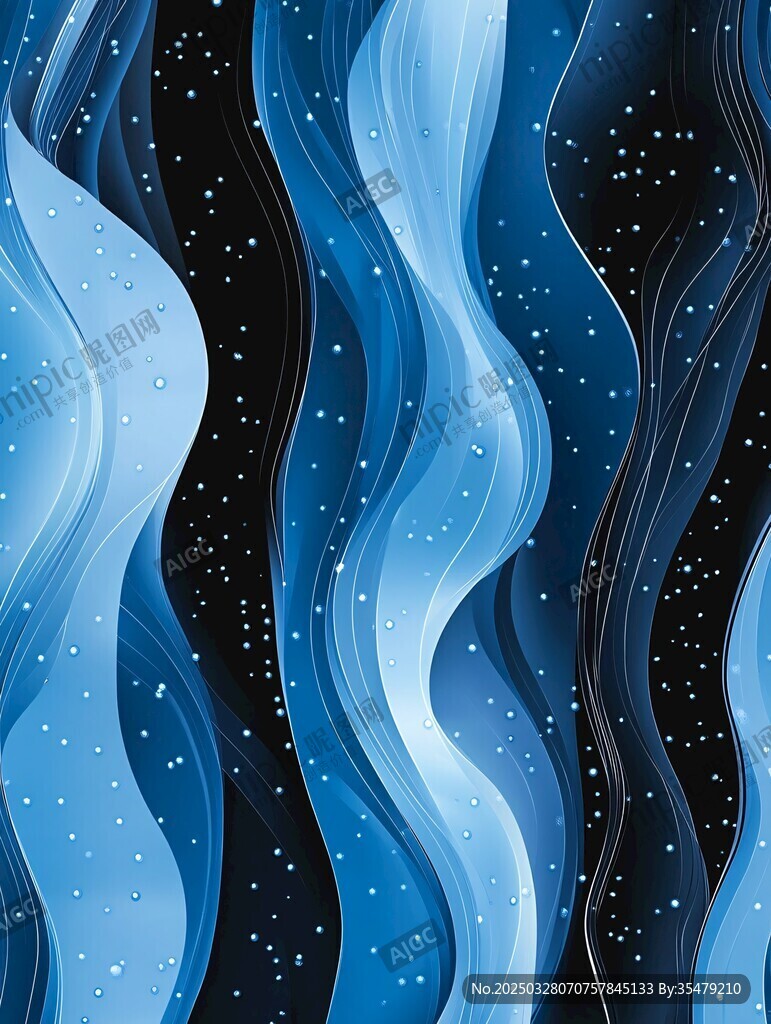 藍(lán)色夢(mèng)幻波浪星空背景圖