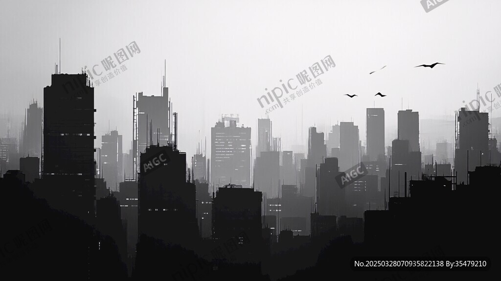 霧中都市剪影