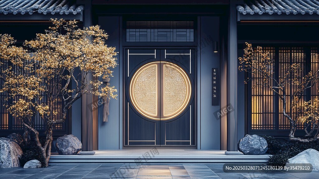中式庭院大門典雅景致